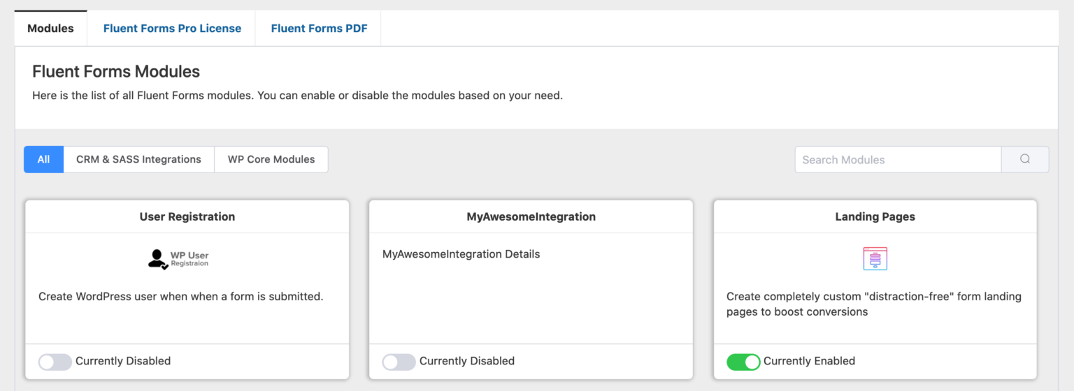 Fluent Custom Integration Modules